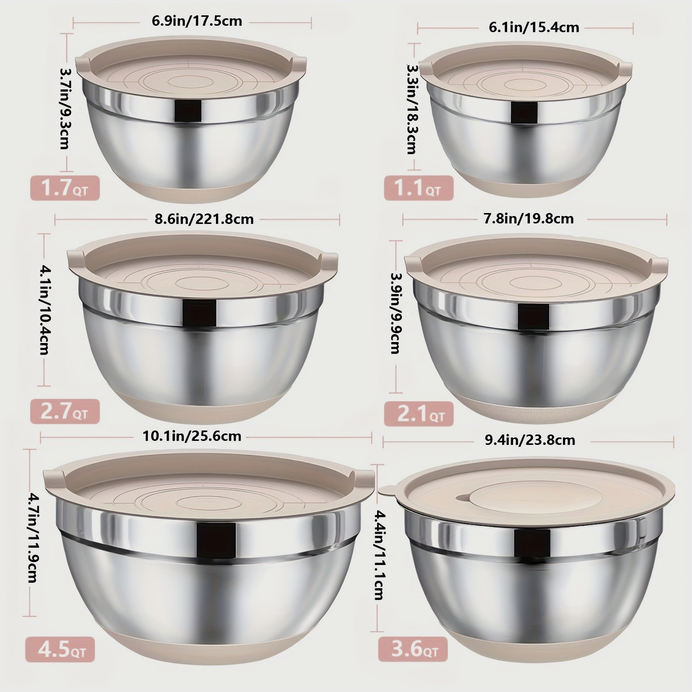 Kitchen Baking Cooking - Stainless Steel Mixing Bowls Set –