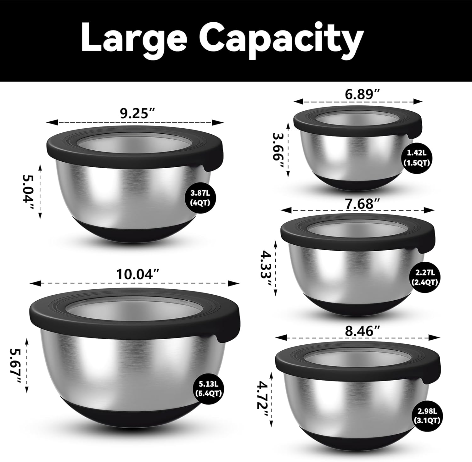 Stainless Steel Mixing Bowls w – Kitchen Baking Cooking Bewertung und Preis